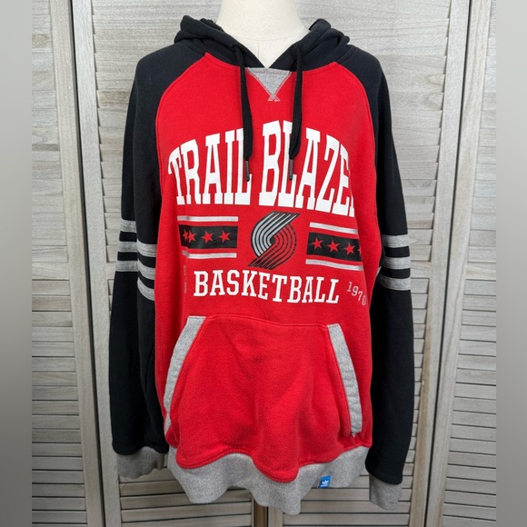 ADIDAS NBA Portland Trail Blazers Pullover Hoodie Sweatshirt Red/Black Multi-XL - Picture 1 of 2